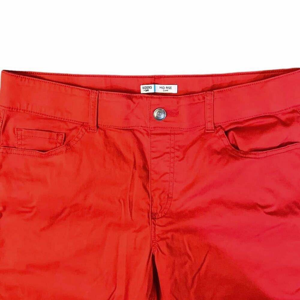 Riders by Lee Women's Red Pull-On Waist Mid-Rise Capri Pants Soft Stretch SZ 14M - Picture 4 of 6